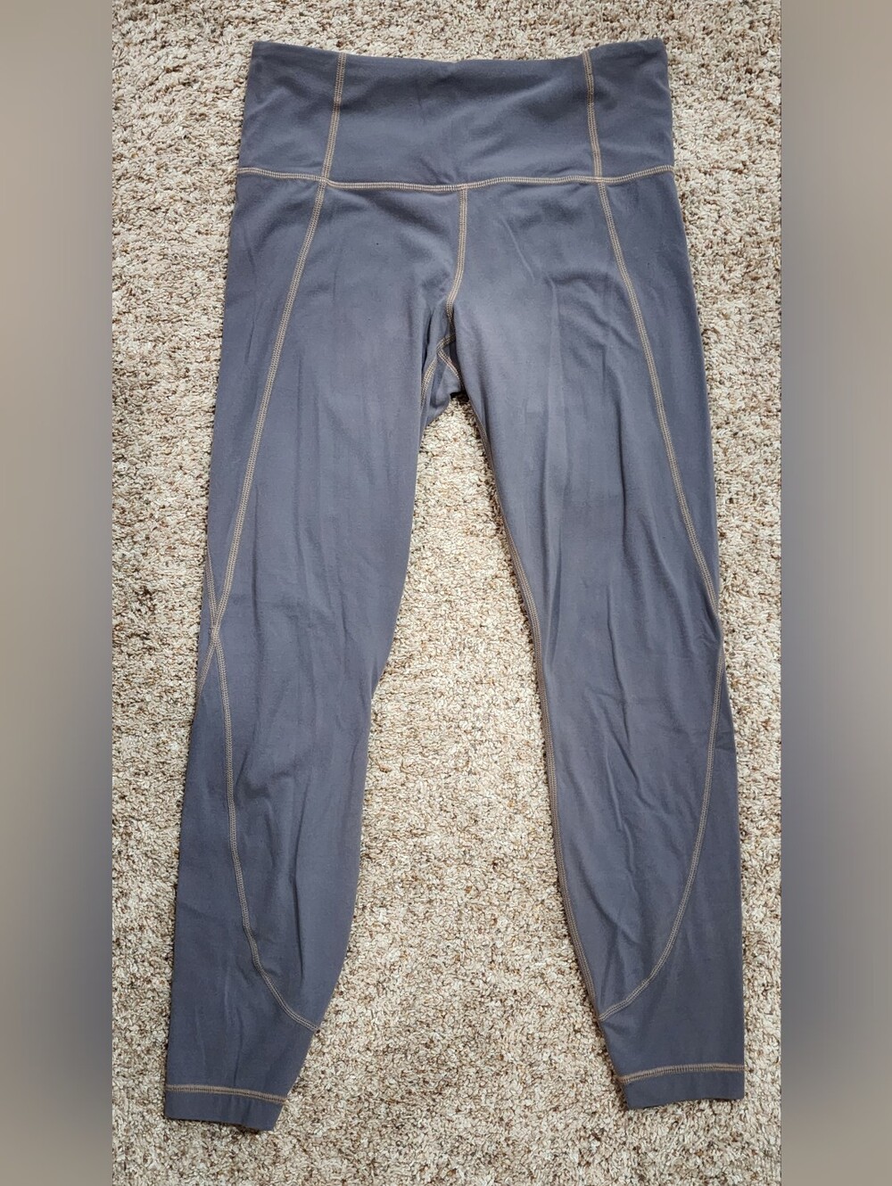 Athena High-Waist Gray Active Leggings with Contrast Stitching Small